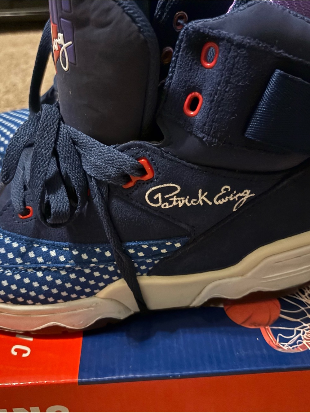 Patrick Ewing Men's Navy and Purple High-Top Athletic Sneakers - Picture 5 of 8